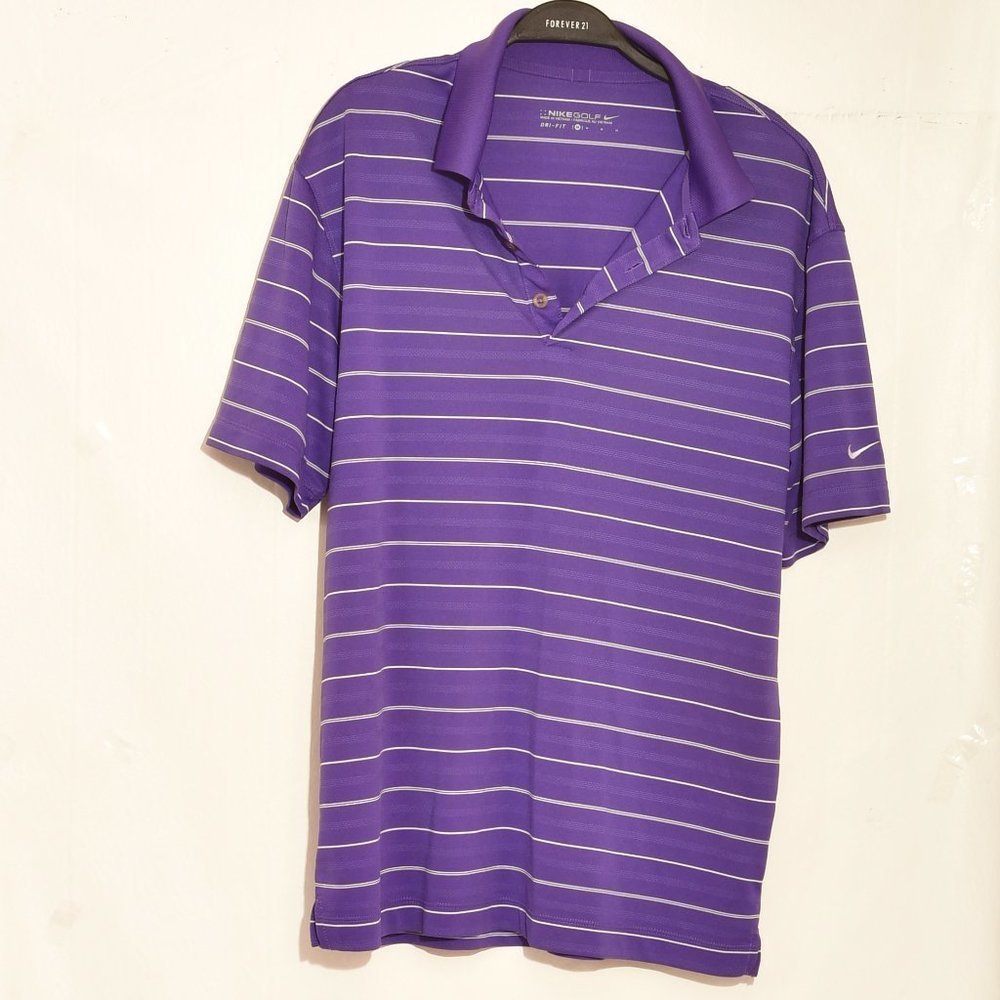 Men's Nikes Purple Stripped Golf Collared shirt Size M